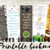 Digital Printable Bookmarks - Lord of the Rings & The Hobbit quotes, set of 10, bookstagram