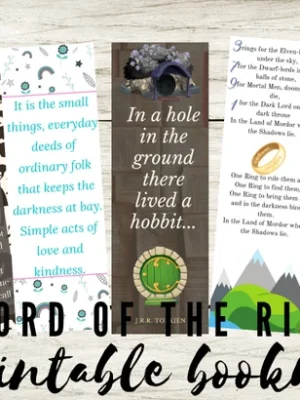 Digital Printable Bookmarks - Lord of the Rings & The Hobbit quotes, set of 10, bookstagram