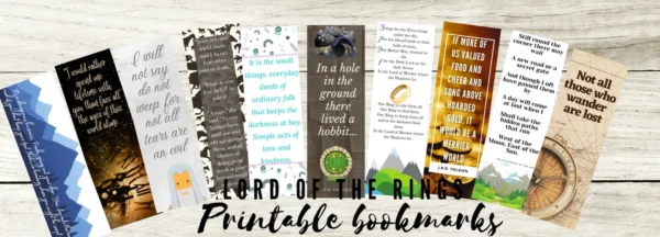Digital Printable Bookmarks - Lord of the Rings & The Hobbit quotes, set of 10, bookstagram